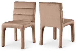 Kai Upholstered Dining Chair, Beige, Velvet, Set of 2