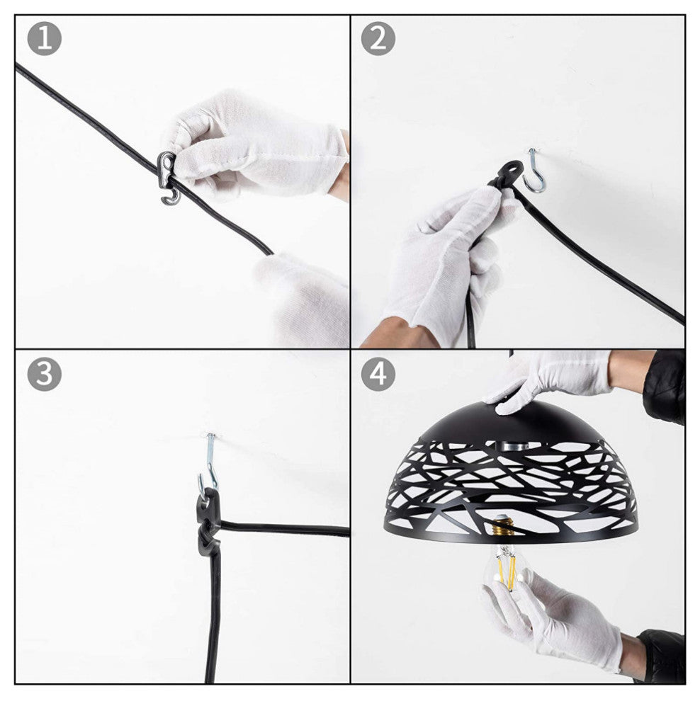 Modern Black Hanging Light Plug in Pendant Light Fixture