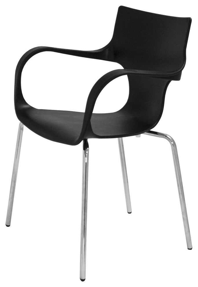 Mod Made Phin Modern Plastic Dining Side Chair, Set of 2, Black
