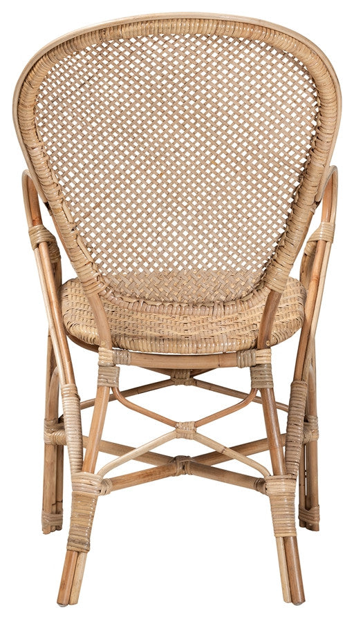 Modern Bohemian Natural Rattan Dining Arm Chair