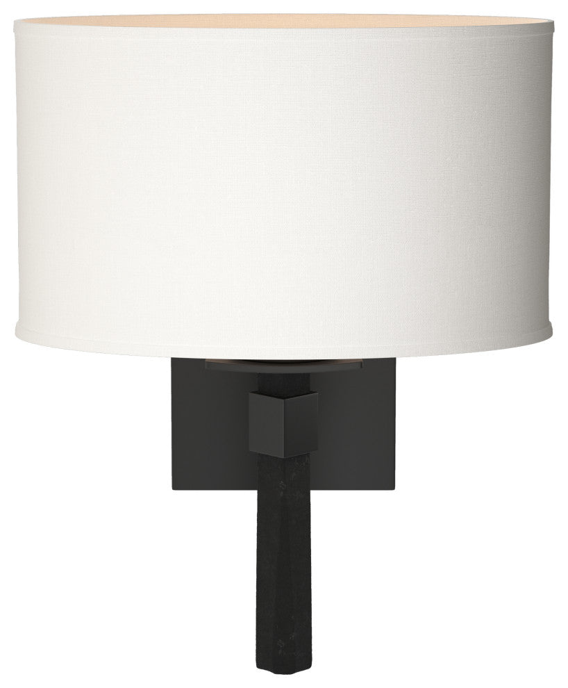 Beacon Hall Oval Drum Shade Sconce, Black Finish, Natural Anna Shade