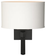 Beacon Hall Oval Drum Shade Sconce, Black Finish, Natural Anna Shade