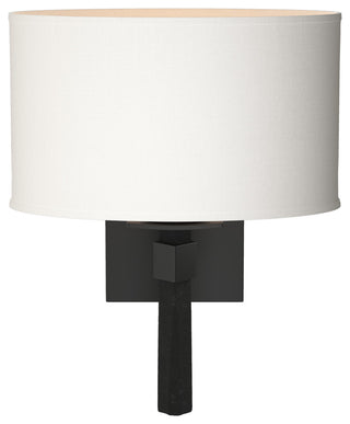Beacon Hall Oval Drum Shade Sconce, Black Finish, Natural Anna Shade
