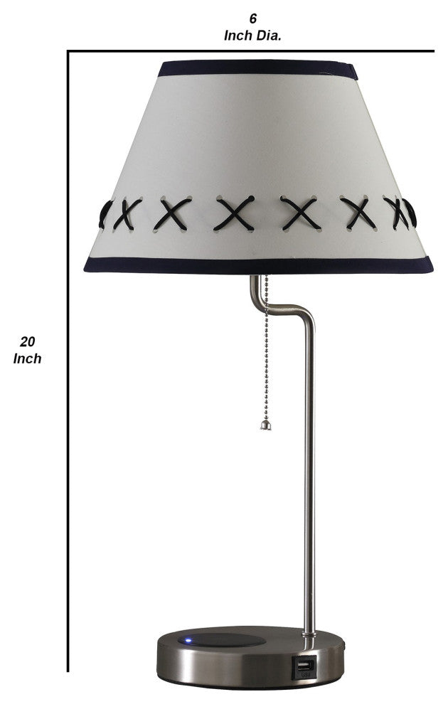 Table Lamp With Wireless Charging and Usb Port, Silver