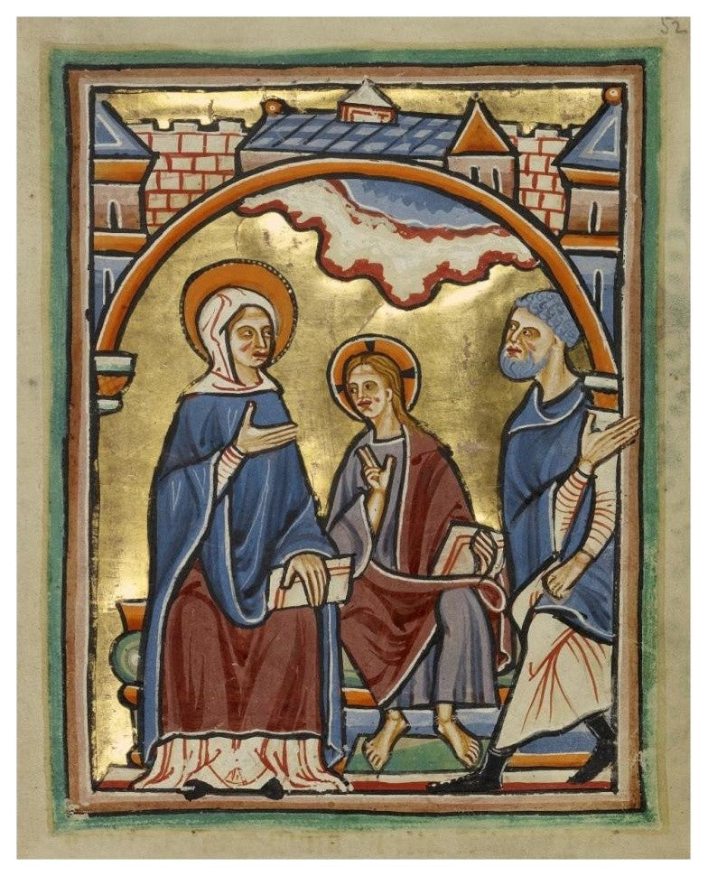"Christ Blessing His Parents" Print 12th Century English Illuminator, 24"x30"