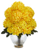 Nearly Natural Mum Artificial Arrangement In Vase, Yellow