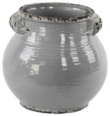 Ceramic Tall Round Tuscan Pot, Gray