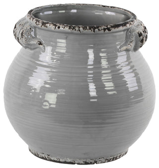 Ceramic Tall Round Tuscan Pot, Gray