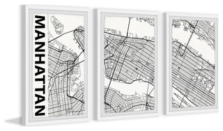 Manhattan Outline Triptych, 24x12