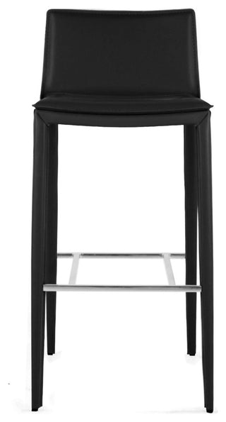 Elite Living Hilton Leather 25.5" Counter Height Bar Stool, Black