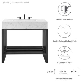Gridiron 36" Bathroom Vanity, White Black