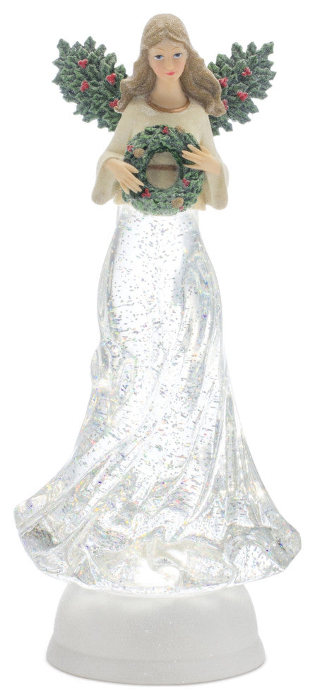 LED Snow Globe Angel Figurine 13"H
