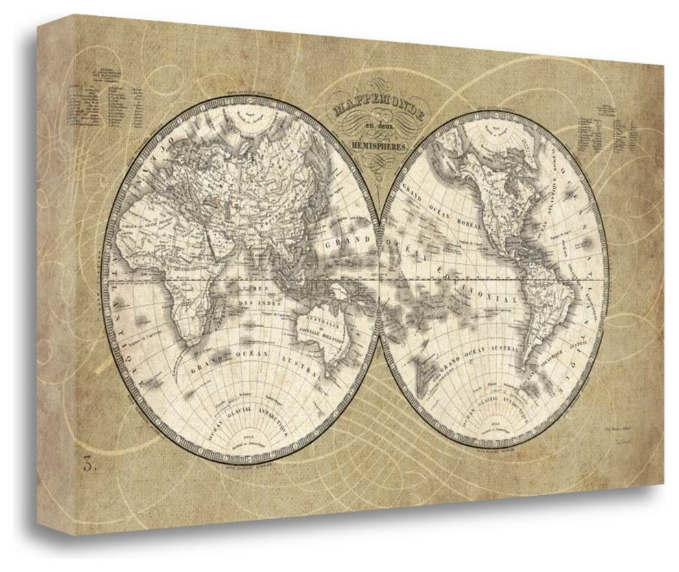 "French World Map" By Sue Schlabach, Giclee Print on Gallery Wrap Canvas