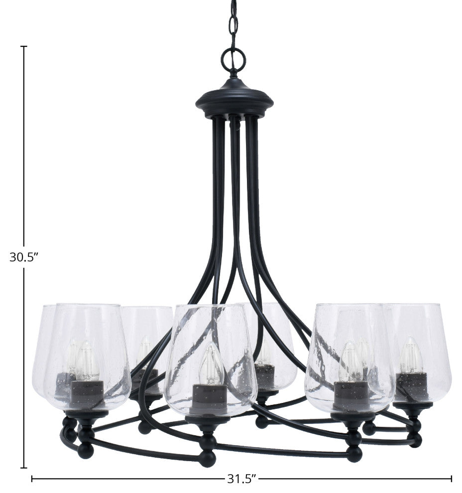 Capri 8-Light Chandelier, Matte Black/Clear Bubble