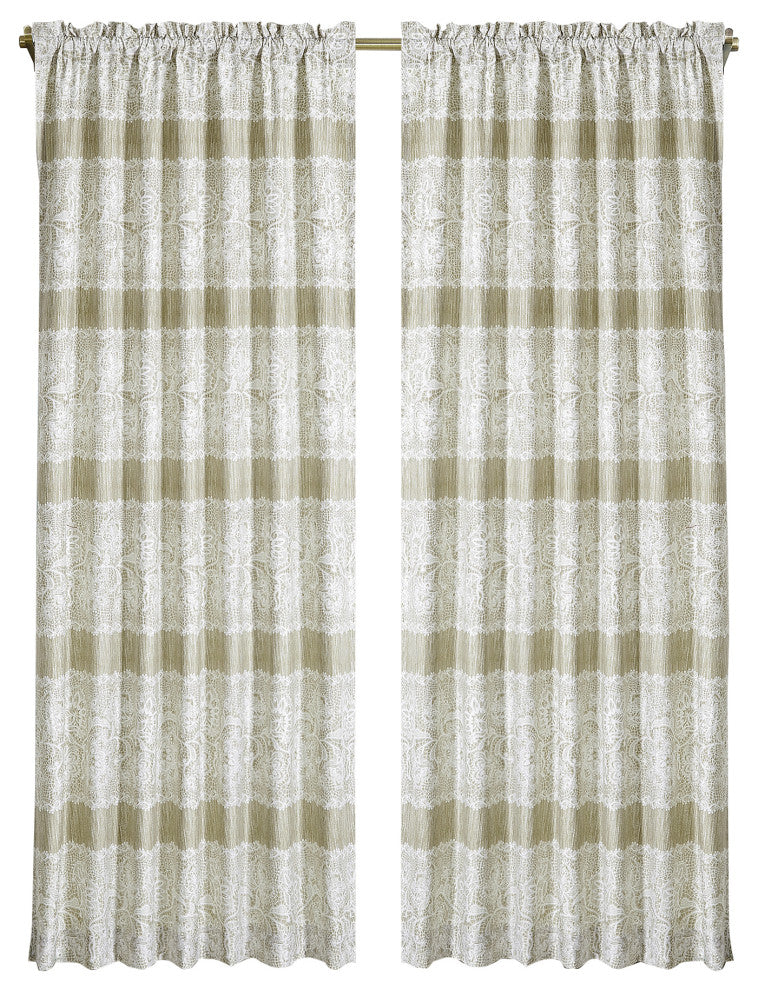 Printed Microfiber 2 Piece Curtain Set, Taupe, 60" X 96"