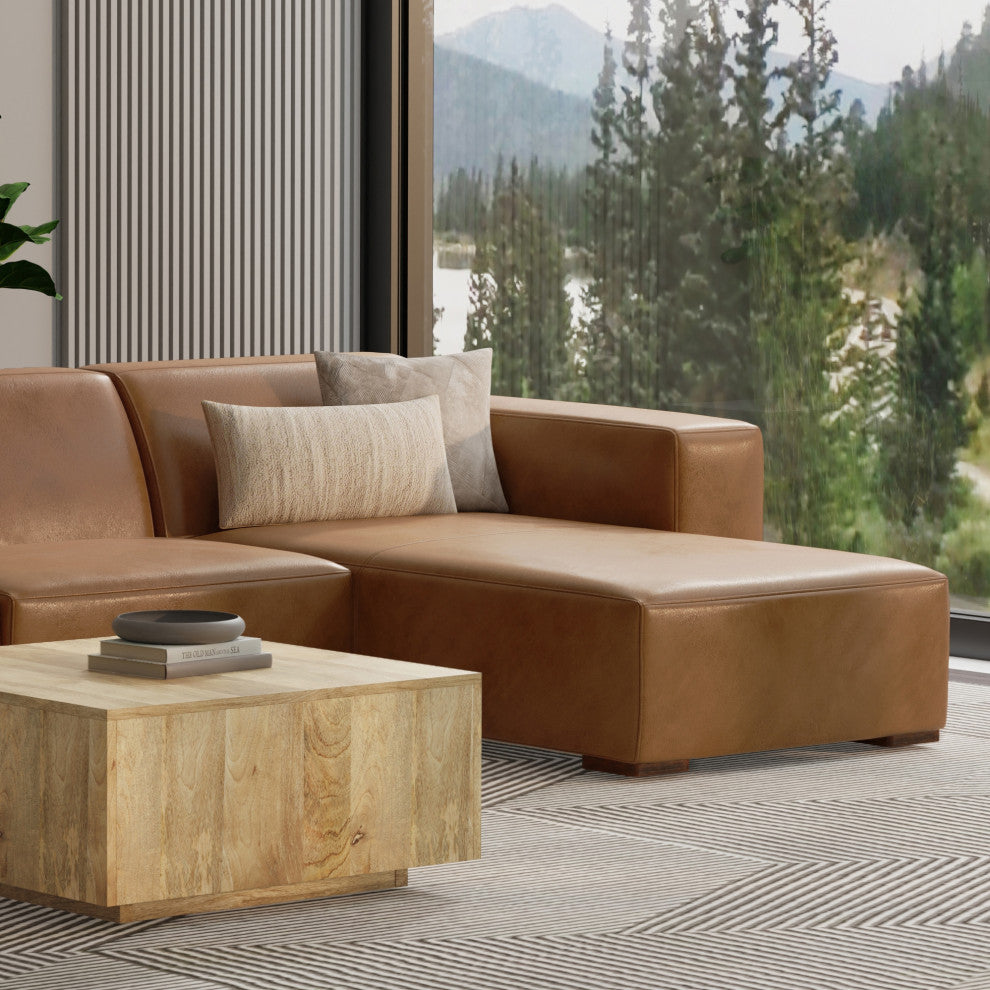 Rex Right Chaise Sofa Module in Genuine Leather