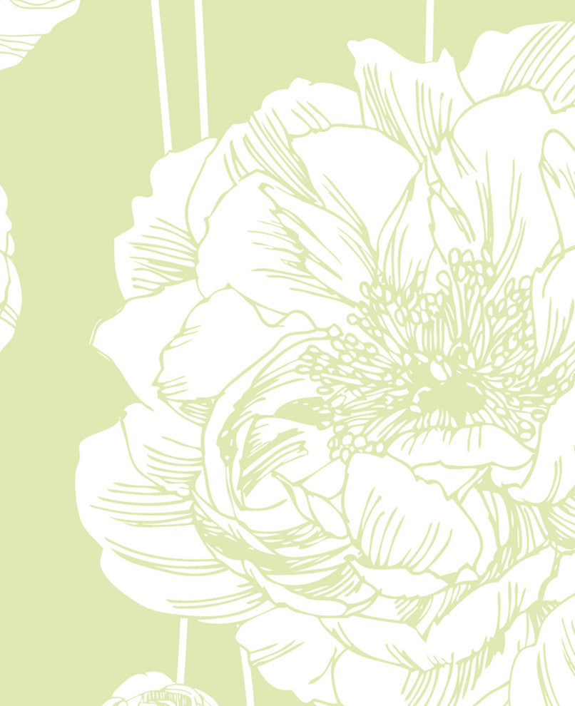 Peony Peel and Stick Vinyl Wallpaper, Lime Green, 24"w X 60"h