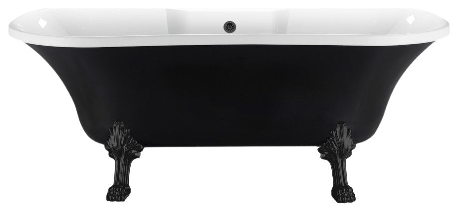 68" Streamline N103BL-BL Clawfoot Tub and Tray With External Drain