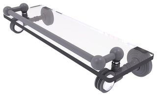 Pacific Grove 16" Glass Shelf with Dotted Accents, Matte Gray