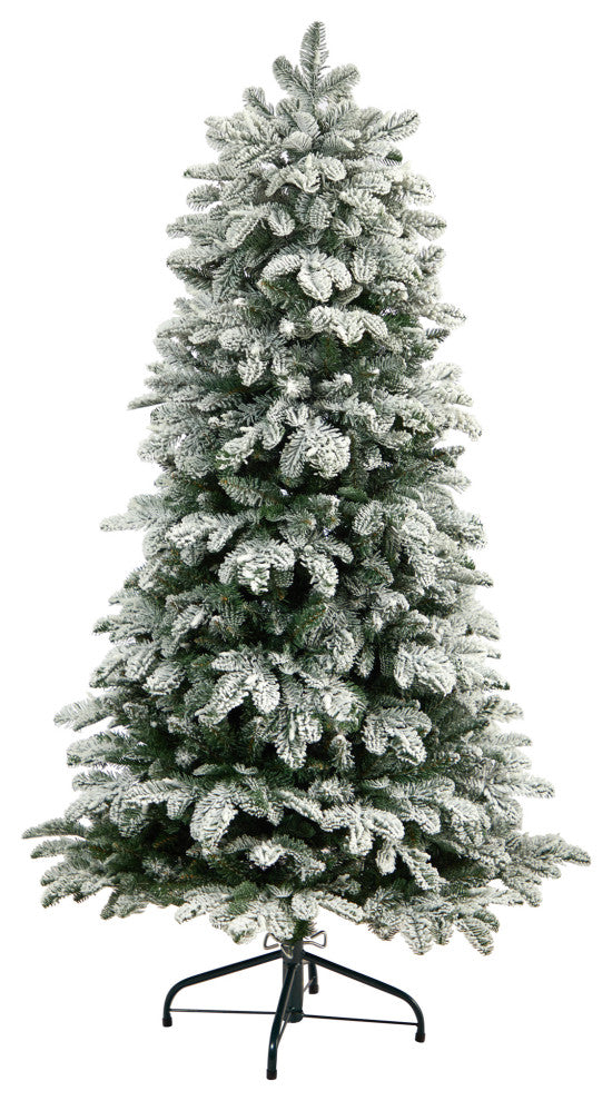 5'' Flocked North Carolina Fir Artificial Christmas Tree, 350 Warm White Lights
