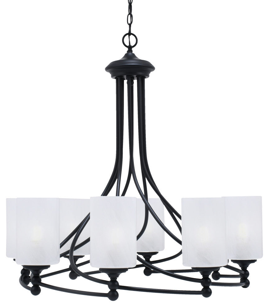 Capri 8-Light Chandelier, Matte Black/White Marble