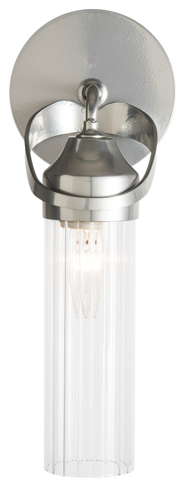 Bow 1-Light Bath Sconce, Sterling Finish, Clear Fluted Glass