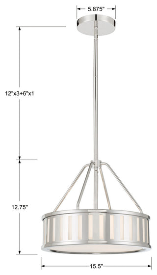 Crystorama Lighting Group KEN-8303 Kendal 3 Light 16"W Pendant - Vibrant Gold
