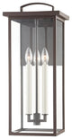 Eden Three Light Exterior Wall Sconce, Textured Bronze