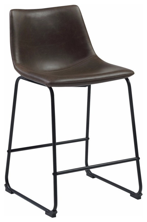 Transitional Contoured Counter Height Stool, Dark Brown, Set Of 2