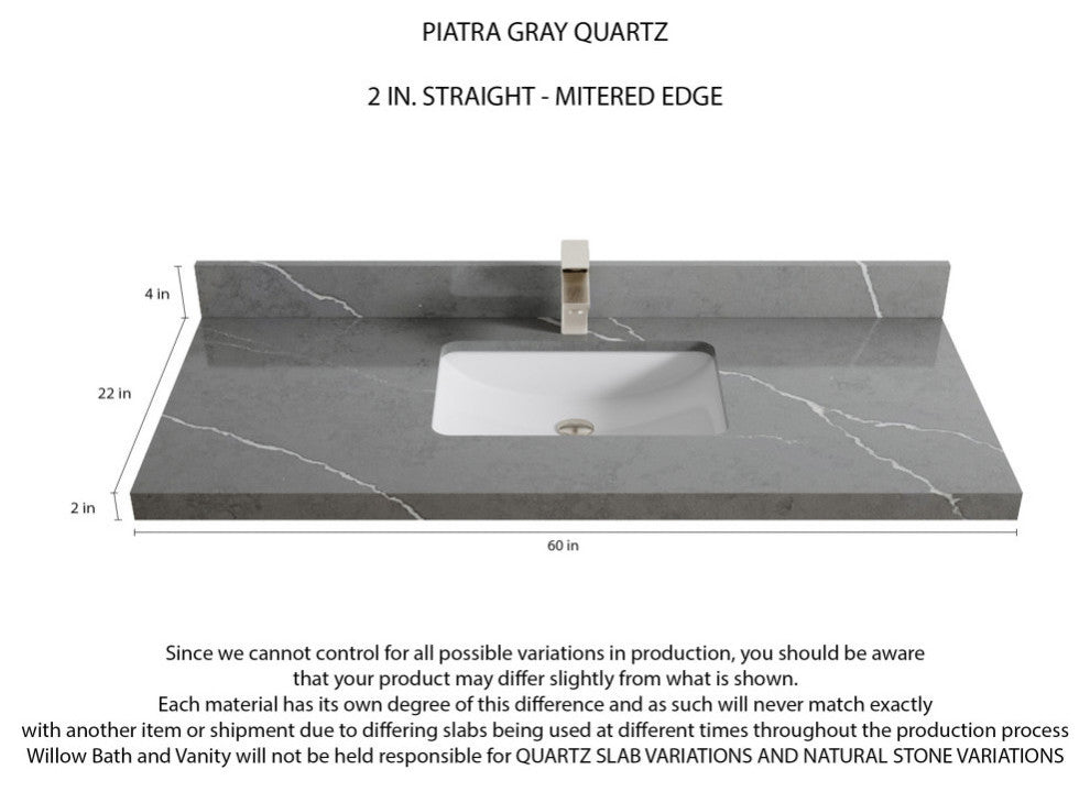 Aberdeen 60 Single Bathroom Vanity in Coventry Gray 2" Piatra Gray
