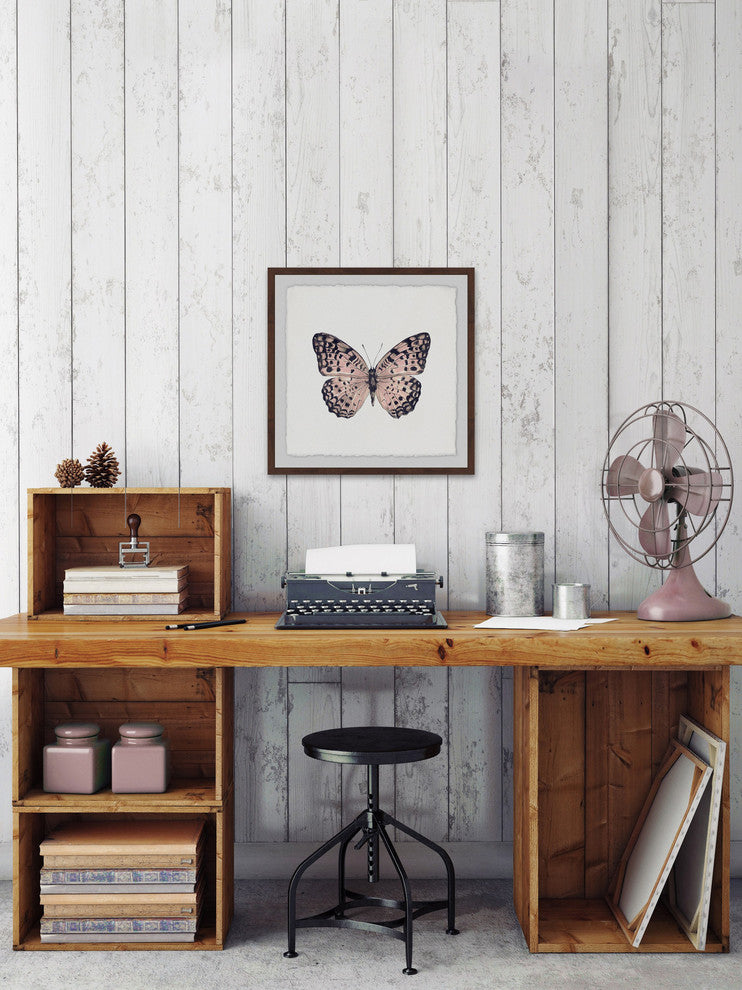 "Pink and Black Butterfly" Framed Painting Print, 24"x24"