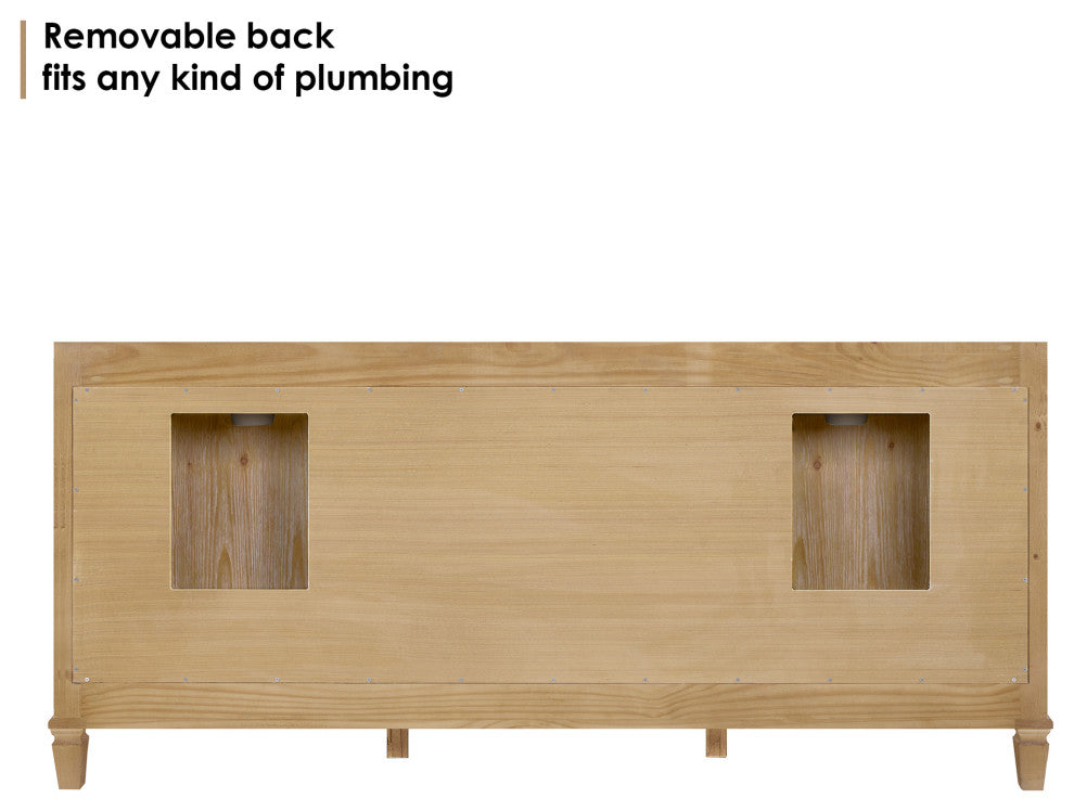 Solana Bathroom Cabinet Vanity Base, Weathered Fir, 72", Without Mirror