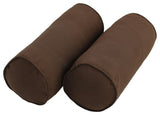 20" by 8" Double-Corded Solid Twill Bolster Pillows, Inserts, Set of 2, Chocolat