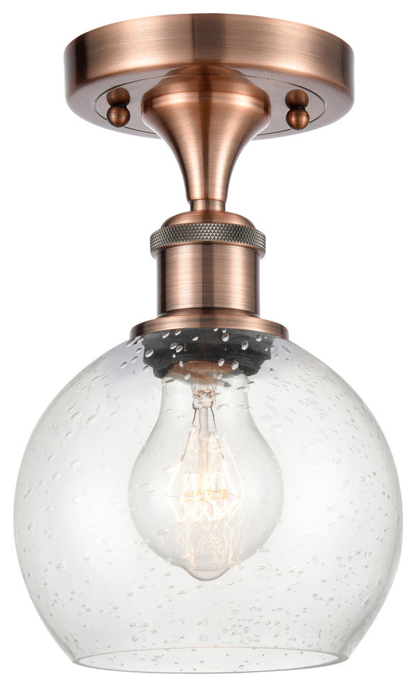 Innovations 516-1C-AC-G124-6-LED 1 Light Semi-Flush Mount, Antique Copper
