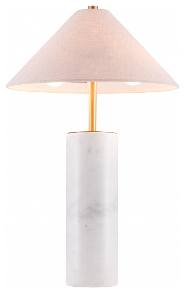Urban White Marble Cyliner Table Lamp