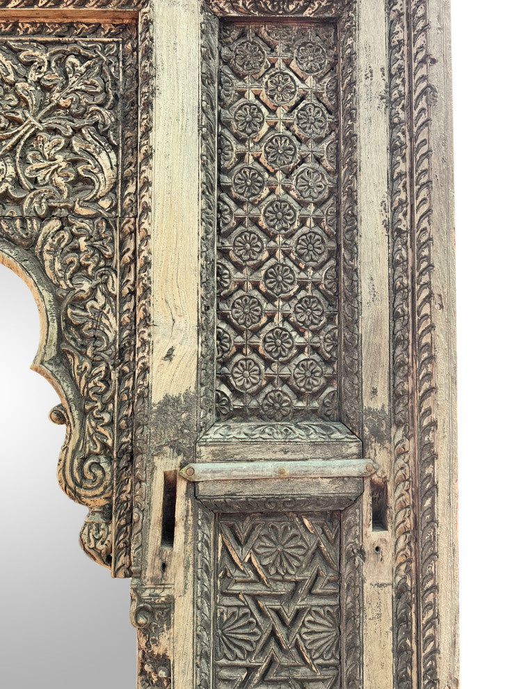 Consigned Large Old India Doorway Mirror 1