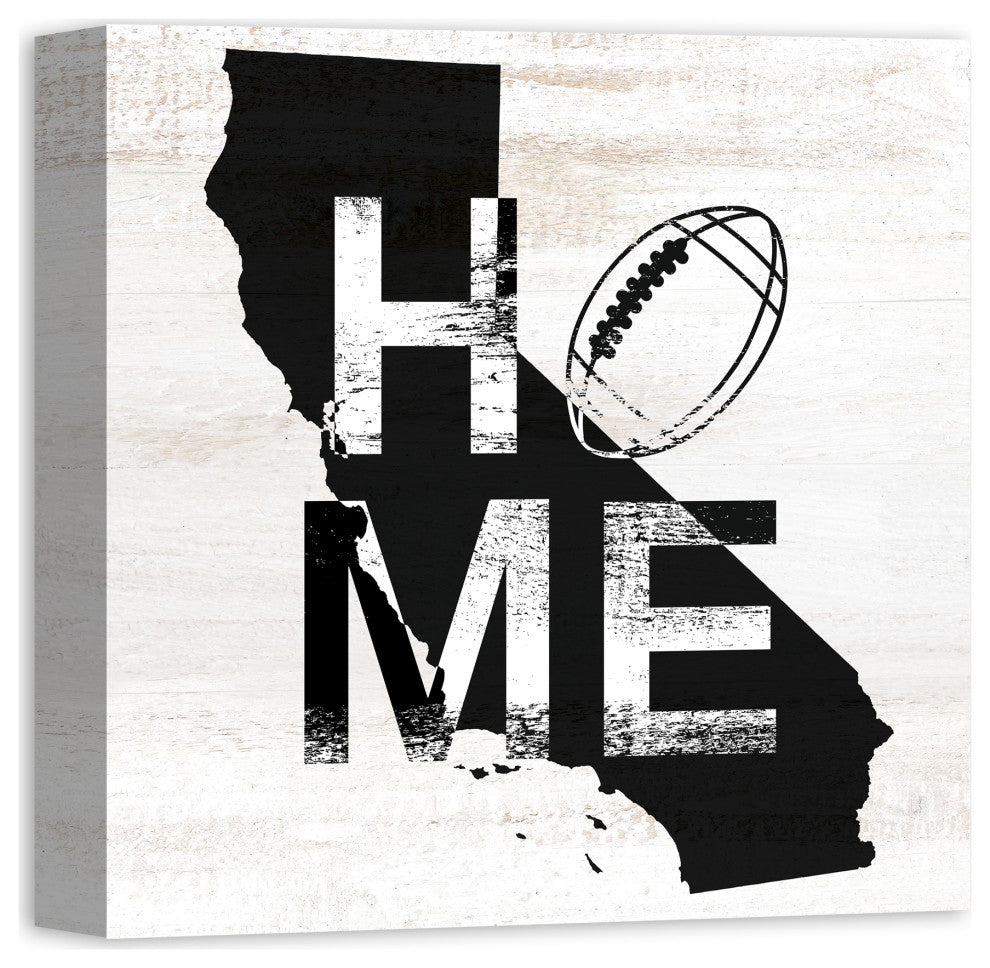 California Football State Pride 16x16 Canvas Wall Art, White/Black