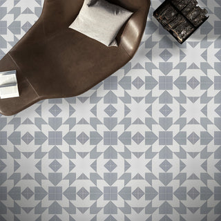 8"x8" Oujda Handmade Cement Tile, Gray/White, Set of 12