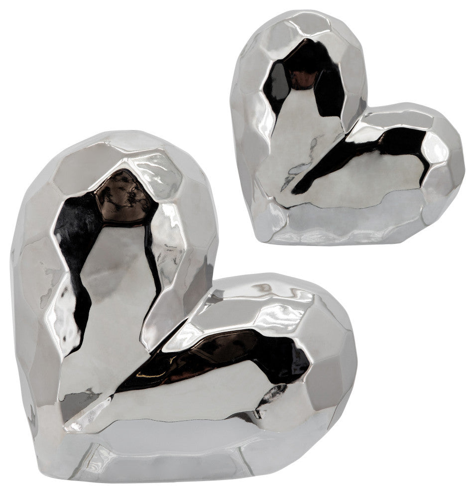 Sagebrook Home Silver Ceramic Heart 7.75"