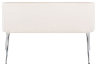 Fran Bench, Chrome Metal, Cream Velvet