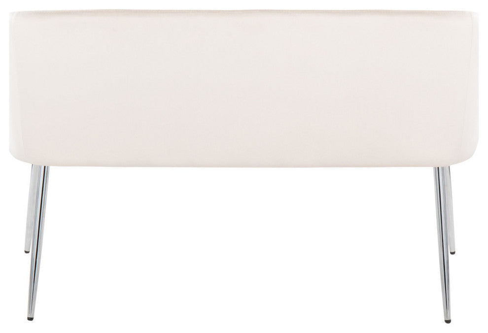 Fran Bench, Chrome Metal, Cream Velvet
