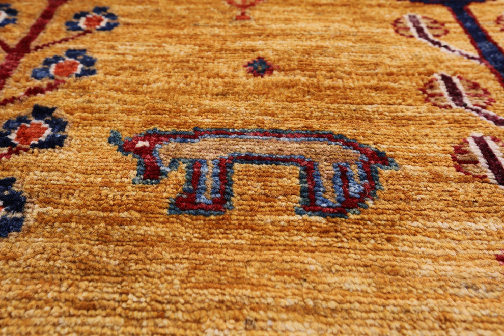 Tribal Persian Gabbeh Hand-Knotted Rug 4' 7" X 6' 5" Q5271