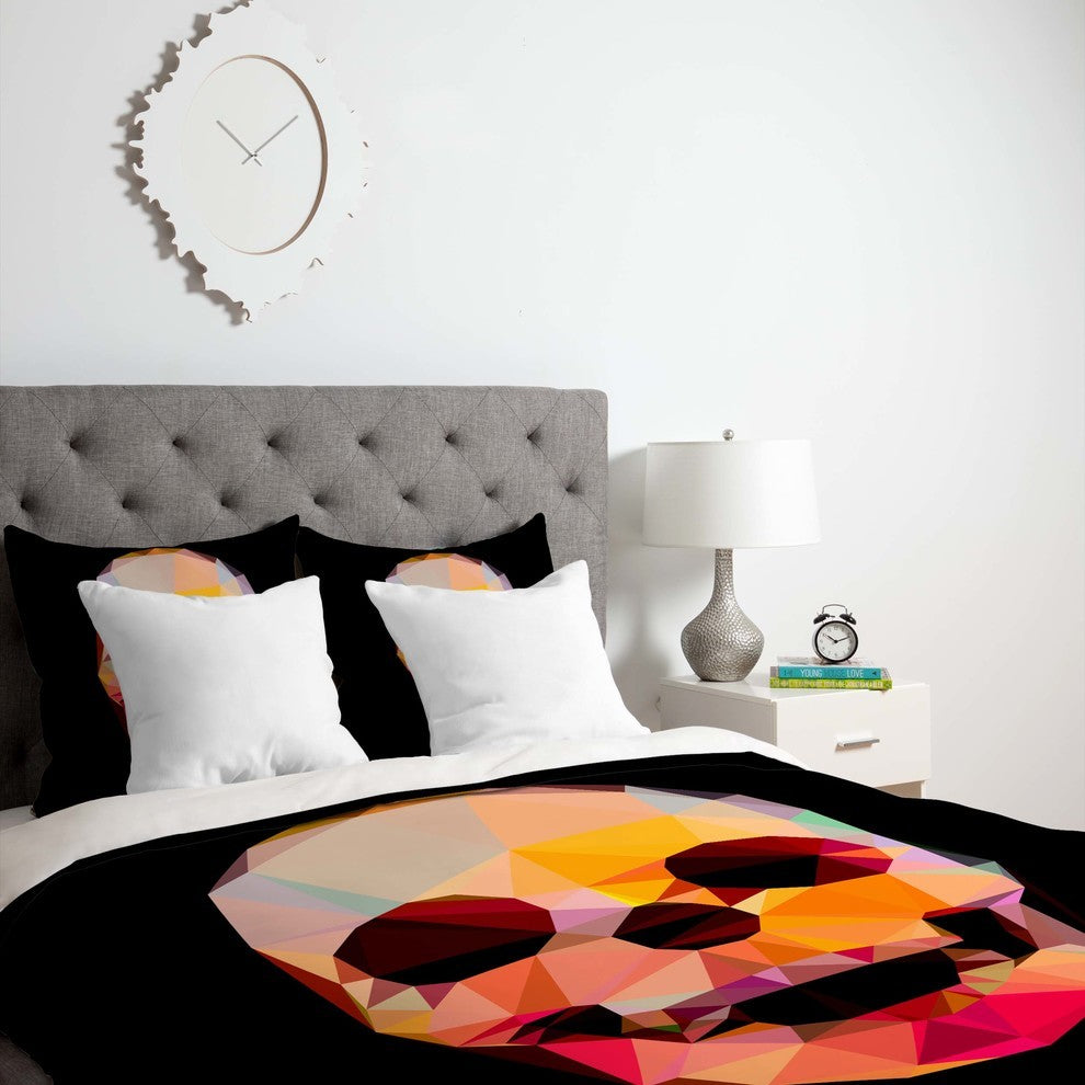 Deny Designs Three Of The Possessed Skull Sunrise Duvet Cover - Lightweight