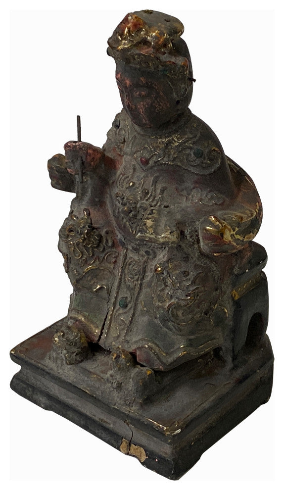 Vintage Chinese Wooden Carved Home Guardian Deity Figure Hws1854