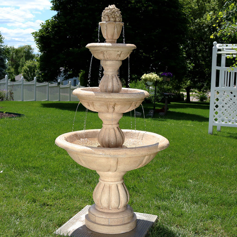 Sunnydaze 3-Tier Cornucopia Outdoor Backyard Garden Water Fountain, 61"