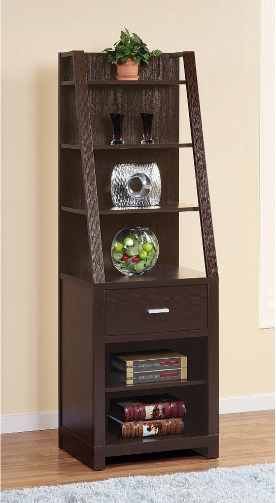 Contemporary style Media Tower With 6 Shelves, Dark Brown