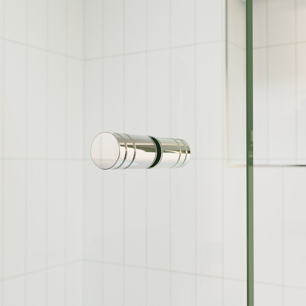 58.25"x56" Frameless Shower Bath Door Wall Hinge, Polished Chrome