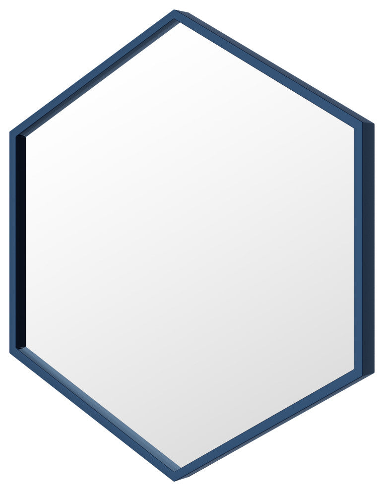 Delta 28" Blue Hexagonal Metal Frame Mirror