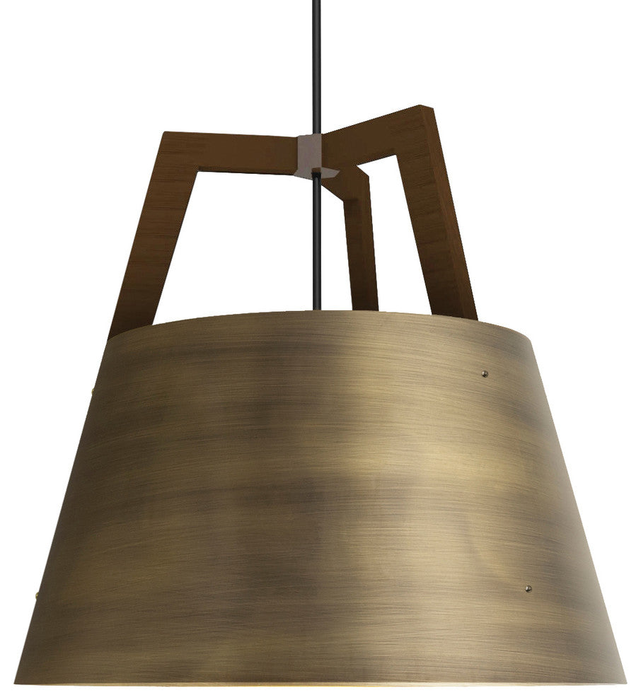 Imber 24 Pendant, E26, Distressed Brass, 72" Black Rigid Stem