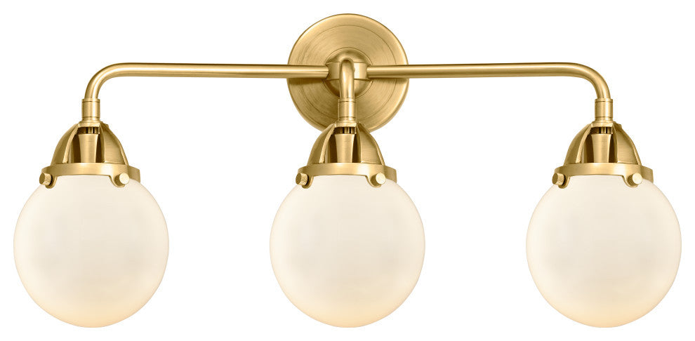 Beacon Bath Vanity Light, Satin Gold, Matte White, Matte White